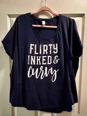 Navy Graphic Tee "Flirty Inked & Curvy"